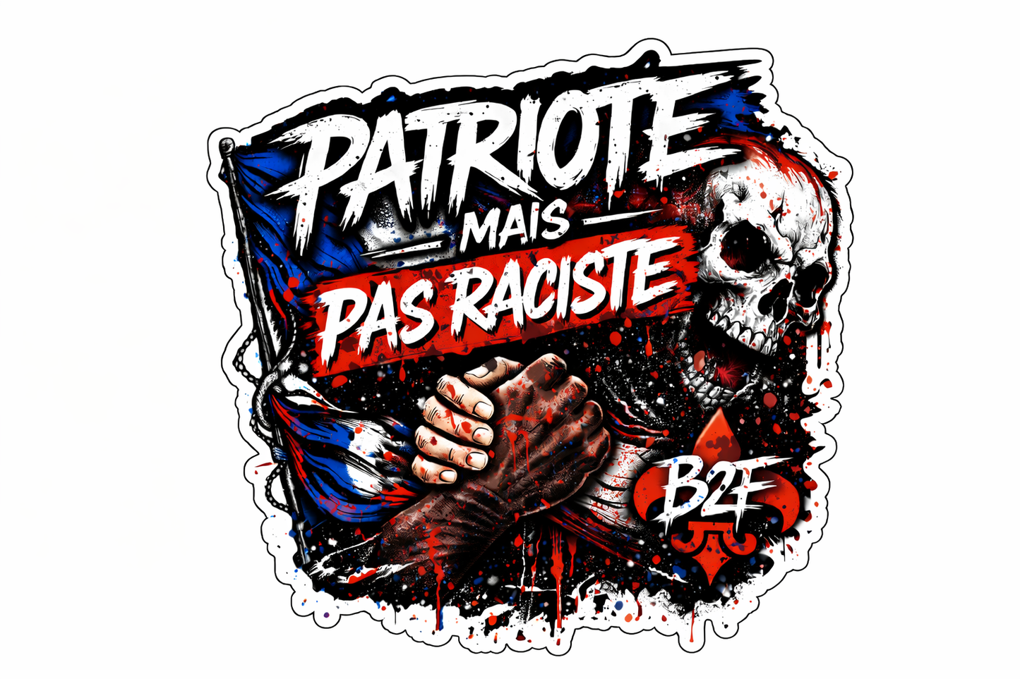 Sticker Holographique “Patriote mais pas raciste” – Brut de France